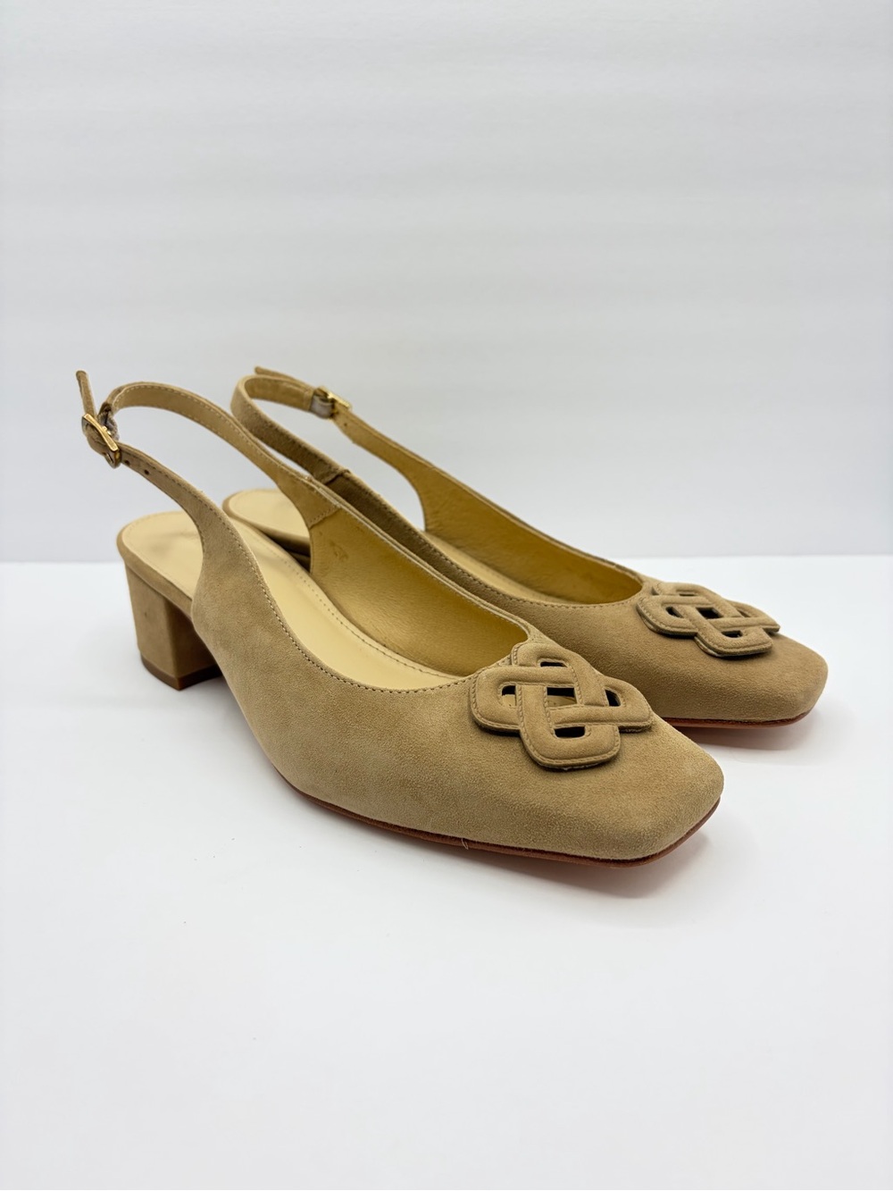 J. MCLAUGHLIN Women’s Size 9 Sofia Camel Suede Slingback Heels Classic Neutral